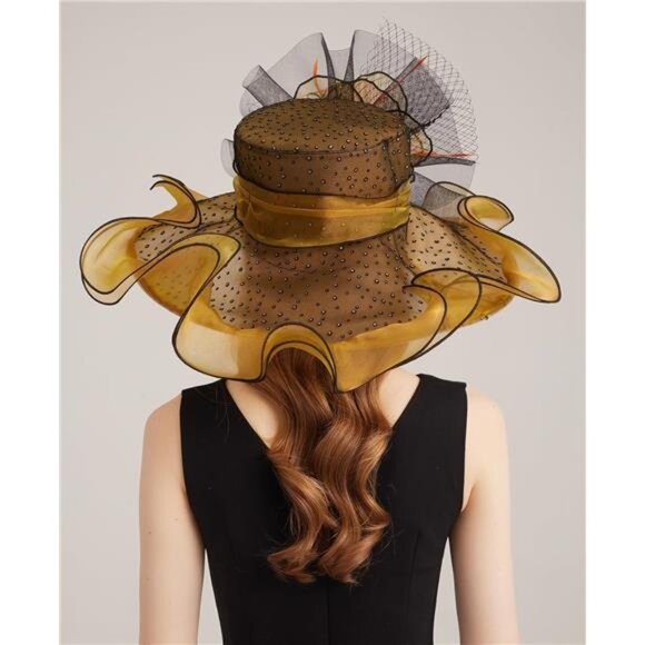 Women Organza Church Tea Party Hats Floral Khaki main image 4